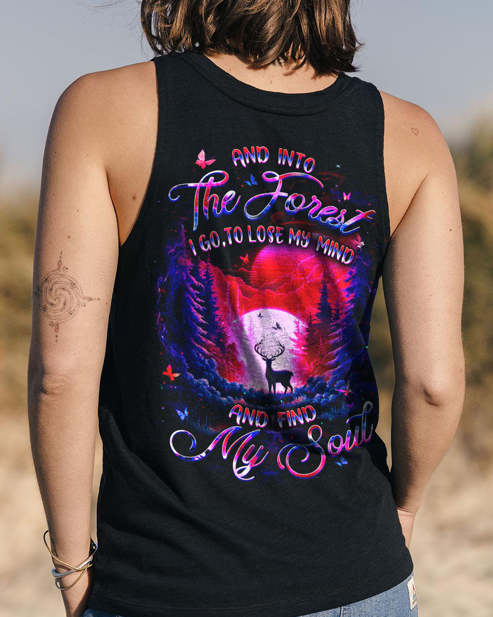 BLISSCORNERS AND INTO THE FOREST I GO DEER ALL OVER PRINT