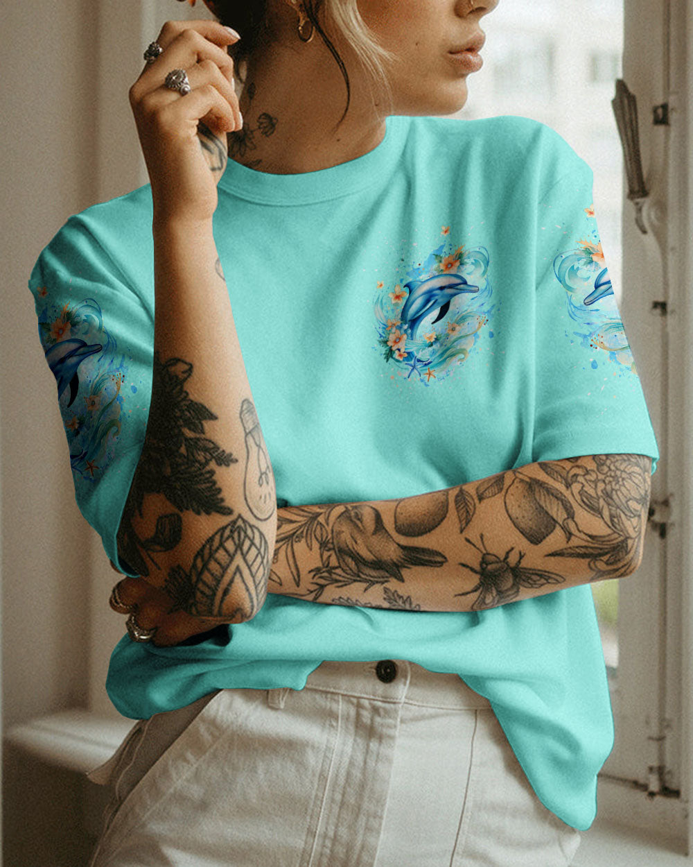 BLISSCORNERS DIVE INTO LIFE WITH THE SPIRIT DOLPHIN ALL OVER PRINT