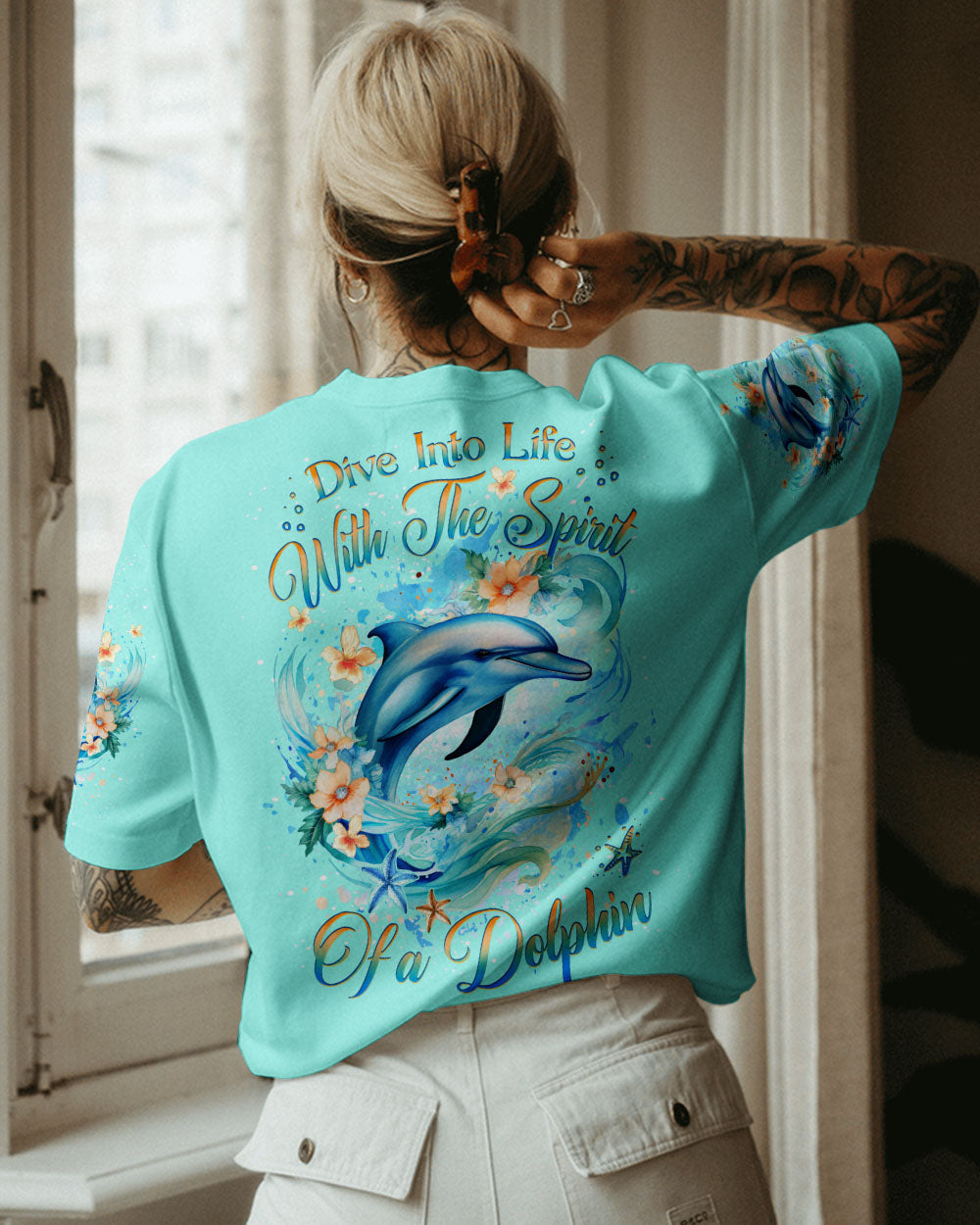 BLISSCORNERS DIVE INTO LIFE WITH THE SPIRIT DOLPHIN ALL OVER PRINT
