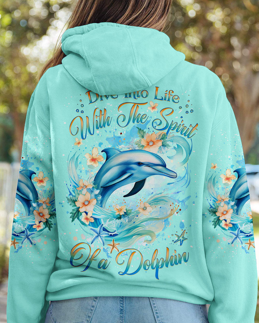 BLISSCORNERS DIVE INTO LIFE WITH THE SPIRIT DOLPHIN ALL OVER PRINT