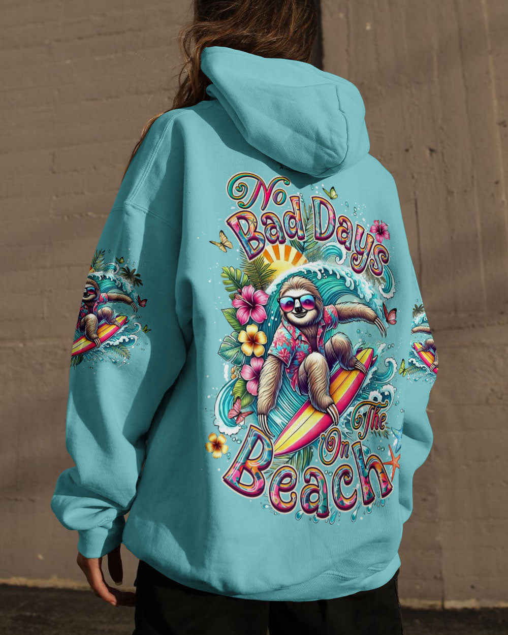 BLISSCORNERS NO BAD DAYS ON THE BEACH SLOTH ALL OVER PRINT