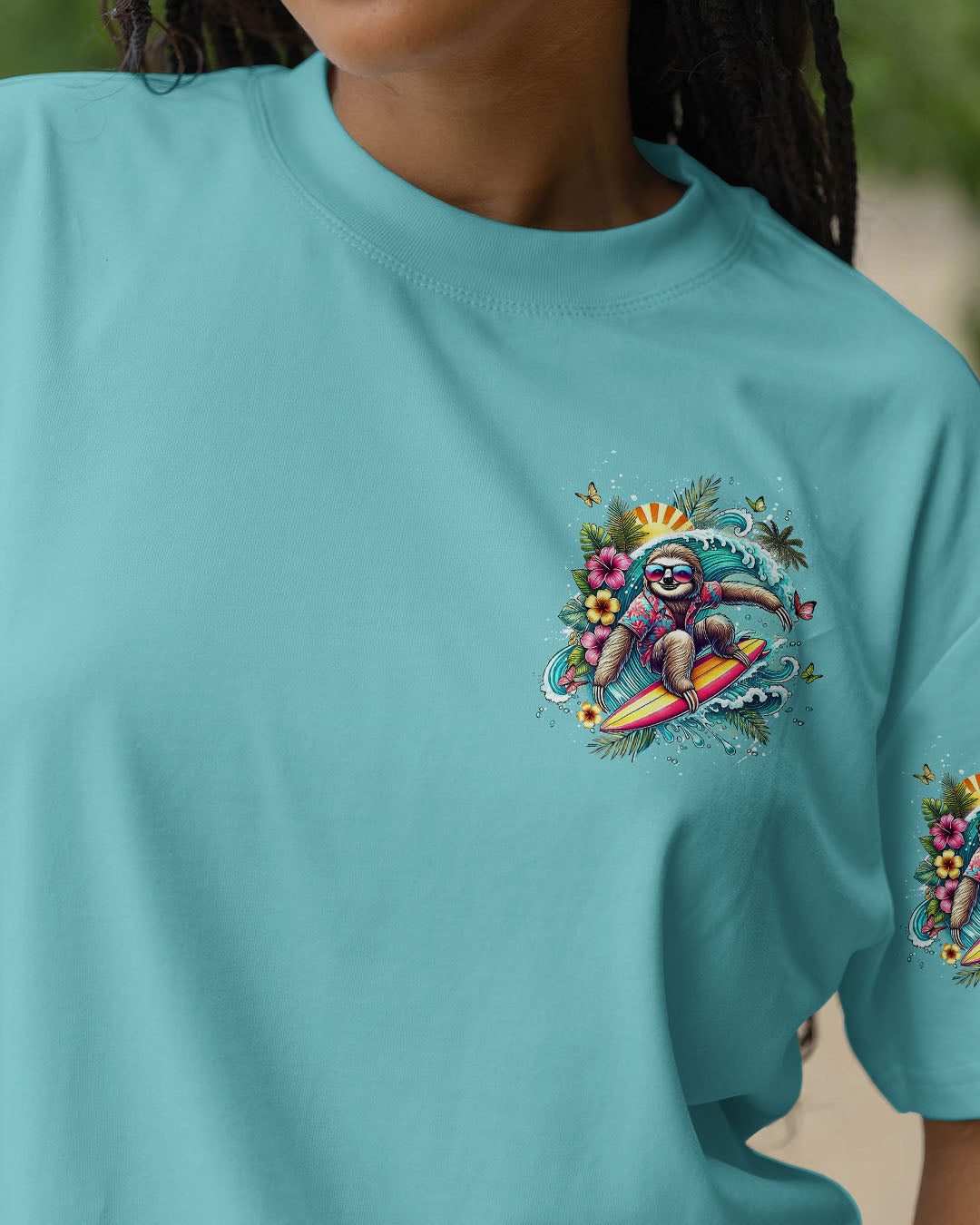 BLISSCORNERS NO BAD DAYS ON THE BEACH SLOTH ALL OVER PRINT
