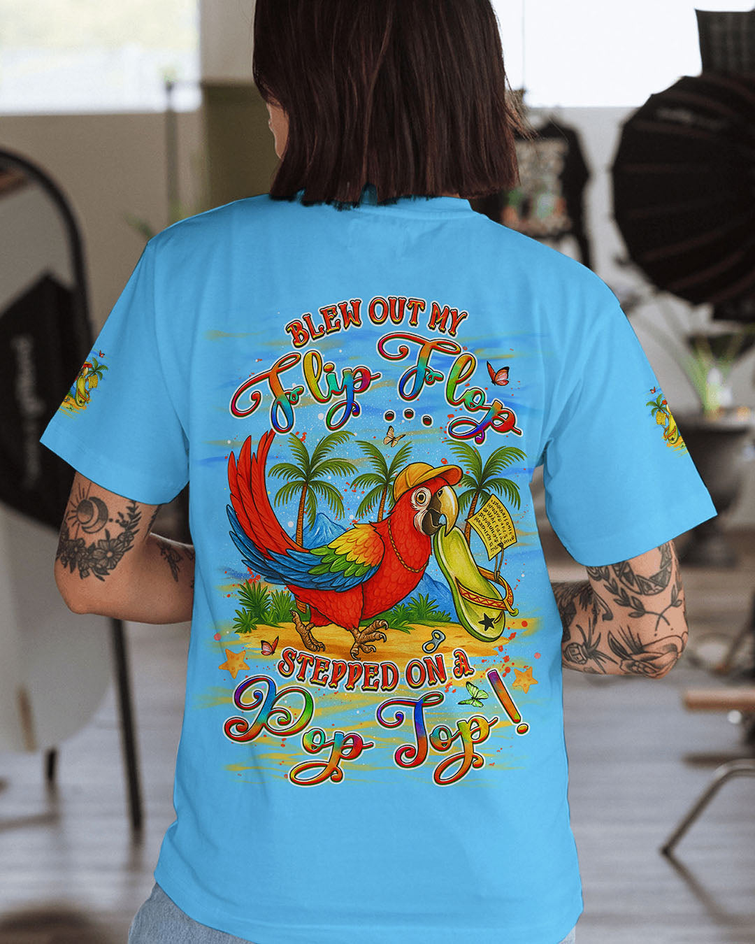 BLISSCORNERS BLEW OUT MY FLIP FLOP PARROT ALL OVER PRINT