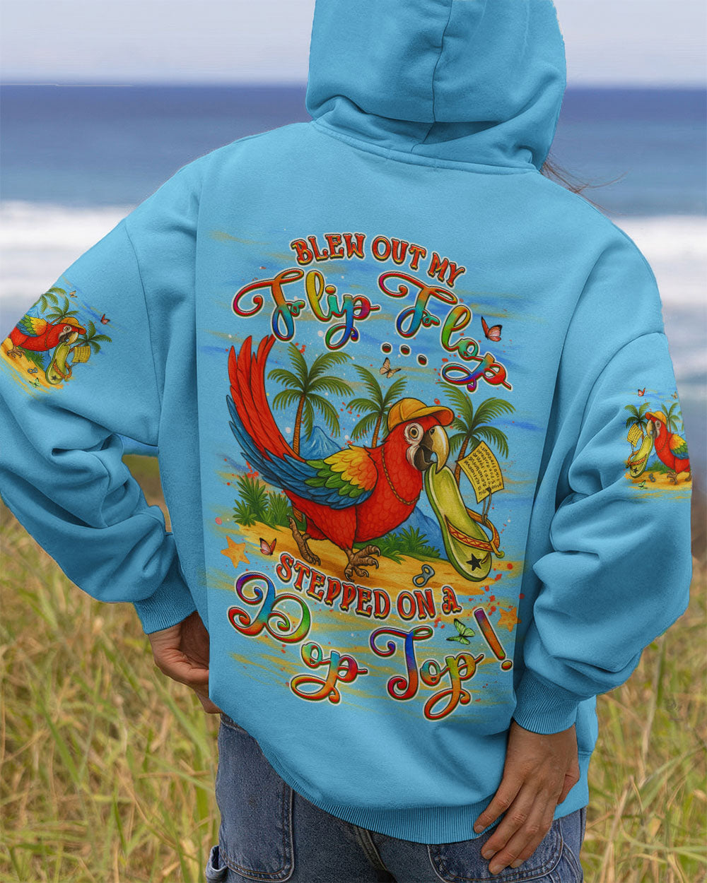 BLISSCORNERS BLEW OUT MY FLIP FLOP PARROT ALL OVER PRINT