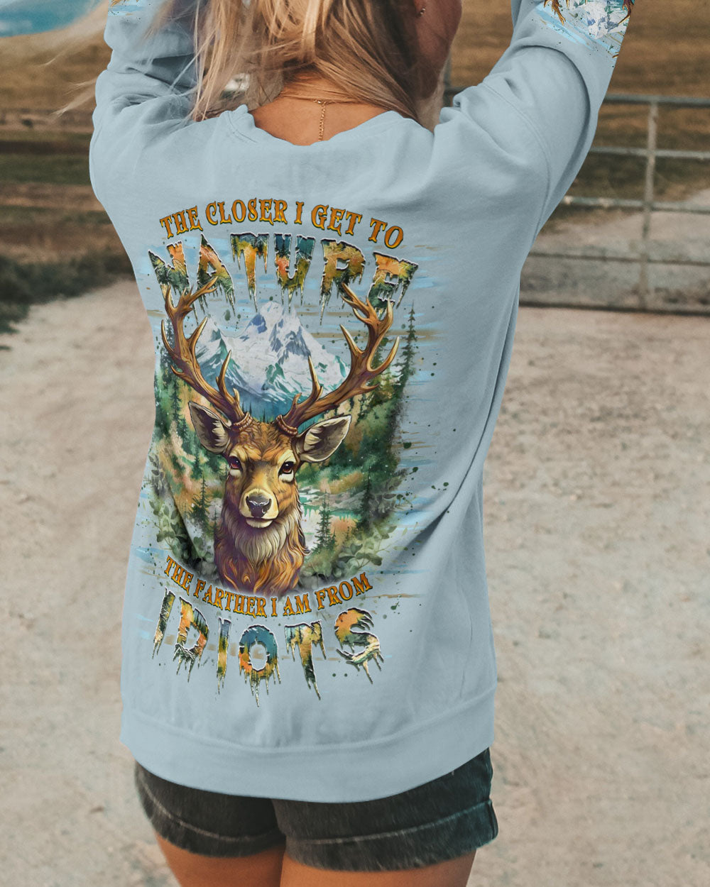 BLISSCORNERS THE CLOSER I GET TO NATURE DEER HUNTING ALL OVER PRINT