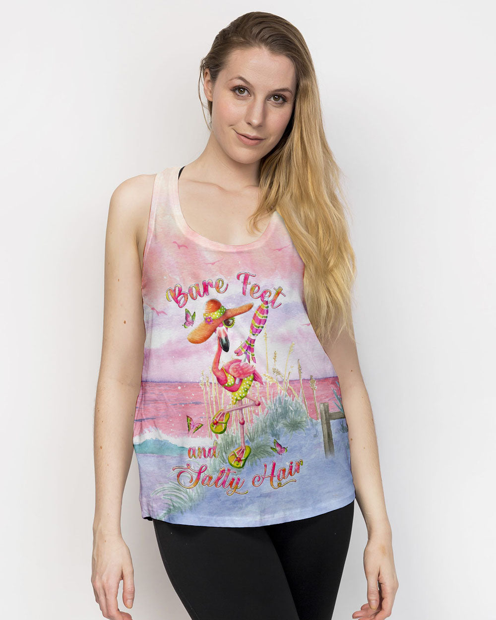 BLISSCORNERS BARE FEET AND SALTY HAIR FLAMINGO ALL OVER PRINT