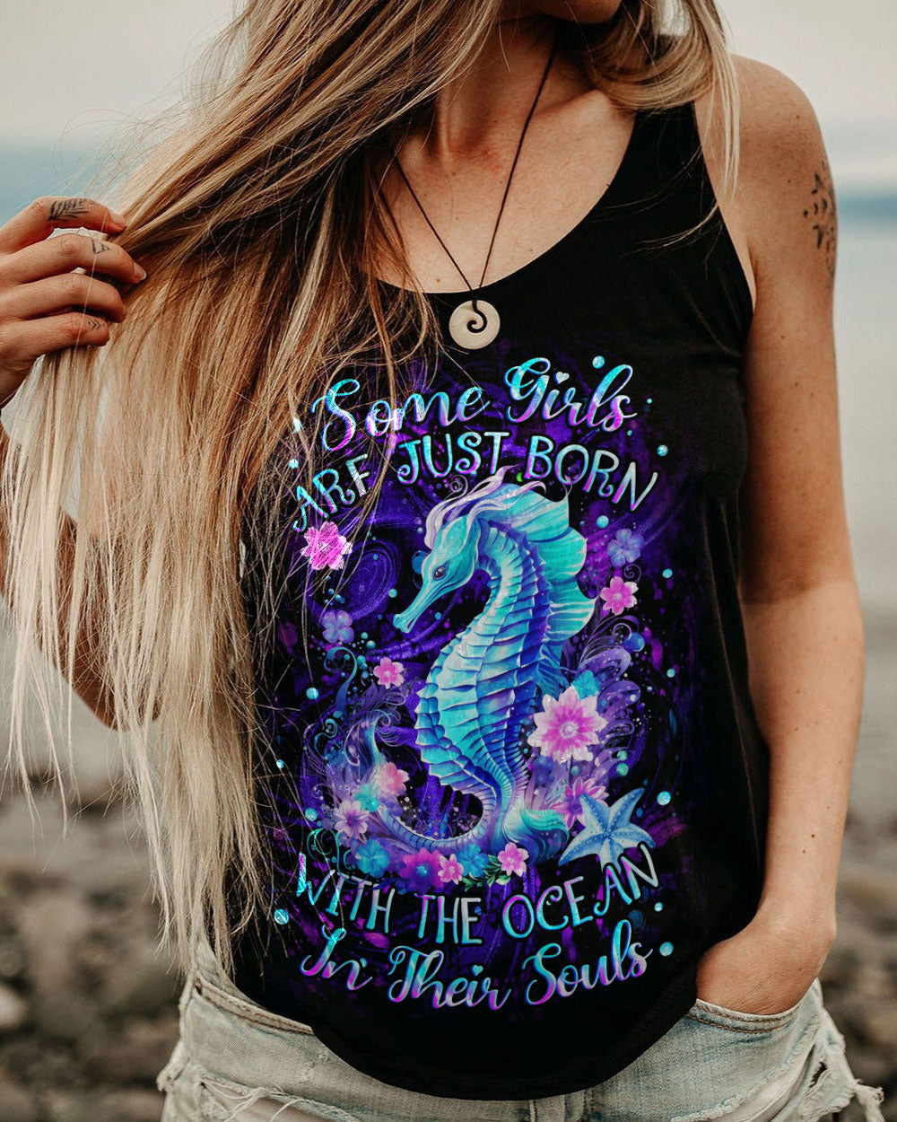 BLISSCORNERS SOME GIRLS ARE JUST BORN SEAHORSE ALL OVER PRINT