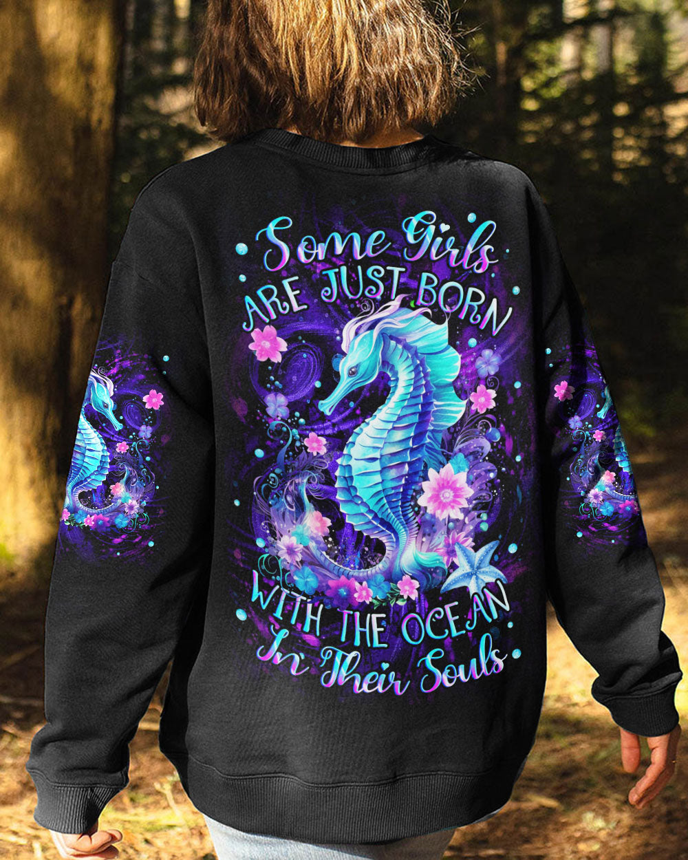 BLISSCORNERS SOME GIRLS ARE JUST BORN SEAHORSE ALL OVER PRINT