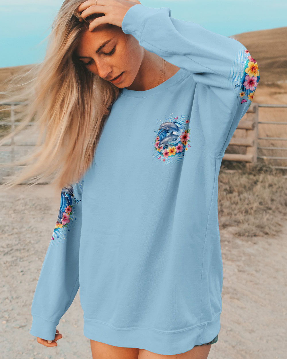BLISSCORNERS SMELL THE SEA FEEL THE BREEZE DOLPHIN ALL OVER PRINT
