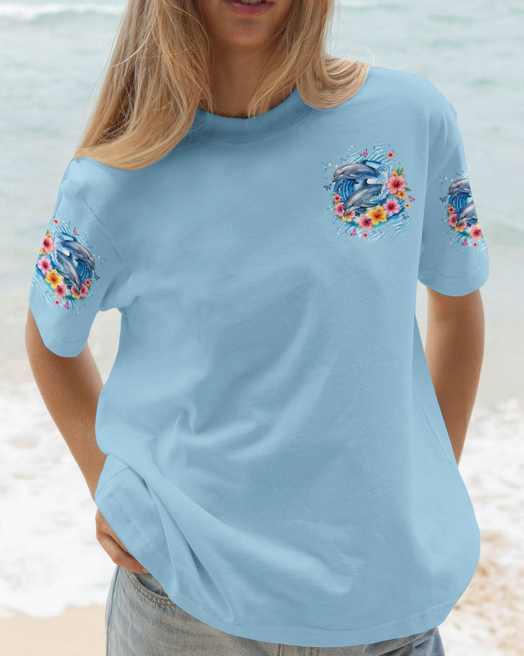 BLISSCORNERS SMELL THE SEA FEEL THE BREEZE DOLPHIN ALL OVER PRINT
