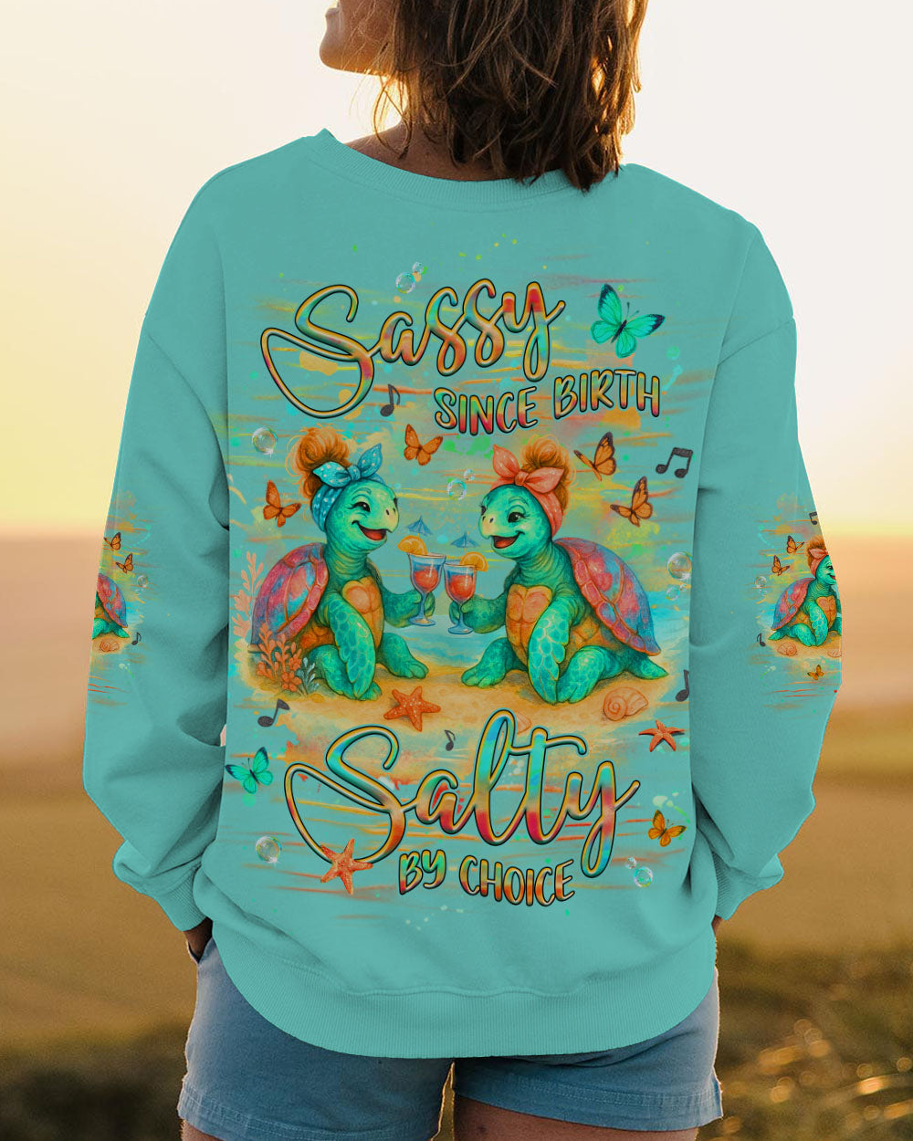 BLISSCORNERS SASSY SINCE BIRTH SALTY BY CHOICE TURTLE ALL OVER PRINT