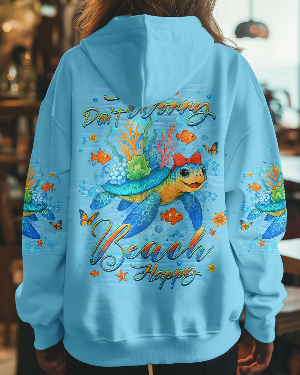 BLISSCORNERS DON'T WORRY BEACH HAPPY TURTLE ALL OVER PRINT