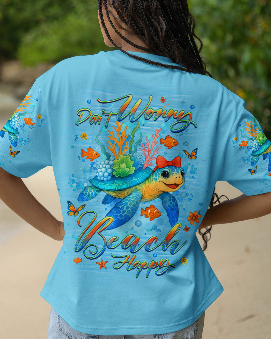 BLISSCORNERS DON'T WORRY BEACH HAPPY TURTLE ALL OVER PRINT