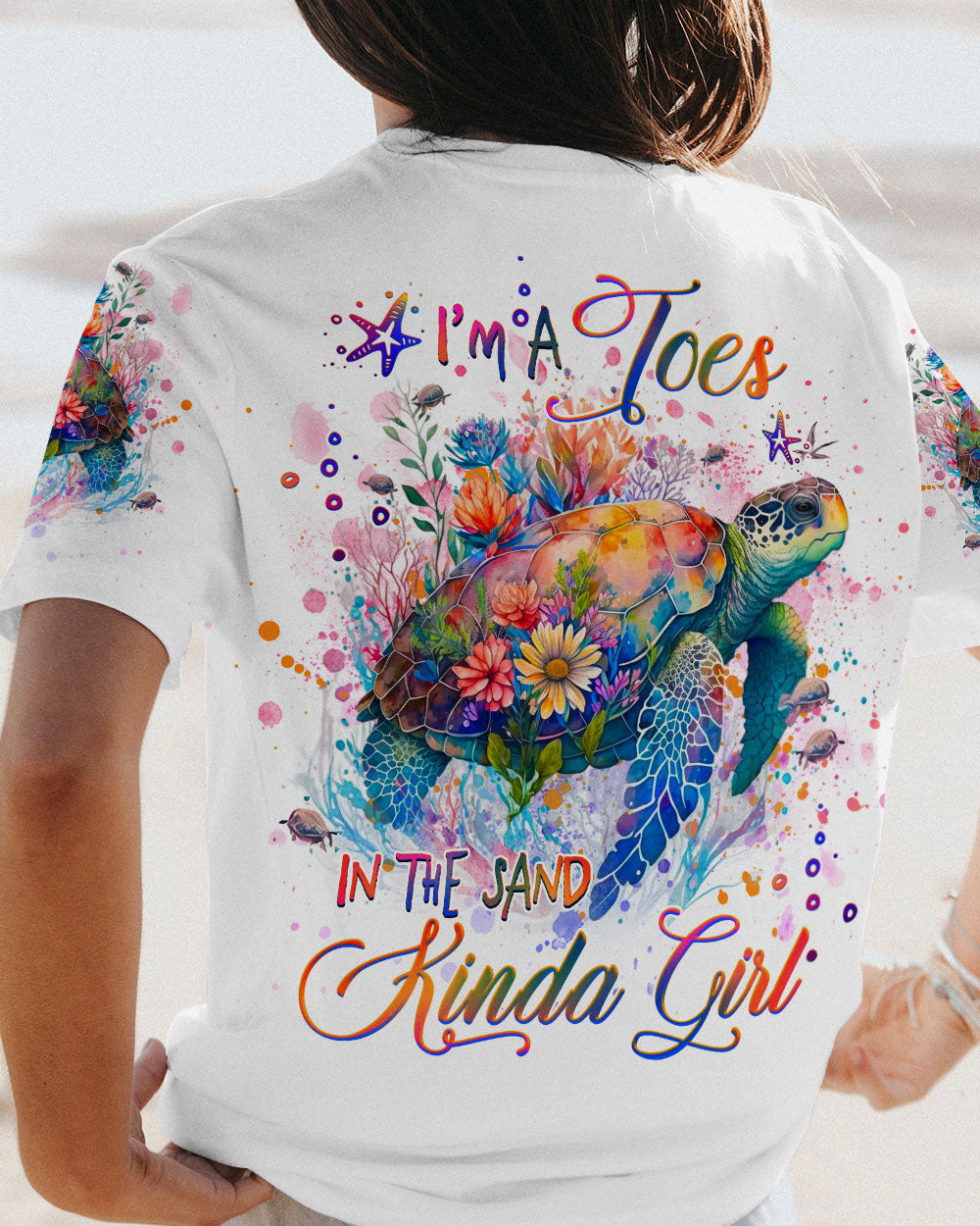 BLISSCORNERS I'M A TOES IN THE SAND KINDA GIRL TURTLE ALL OVER PRINT