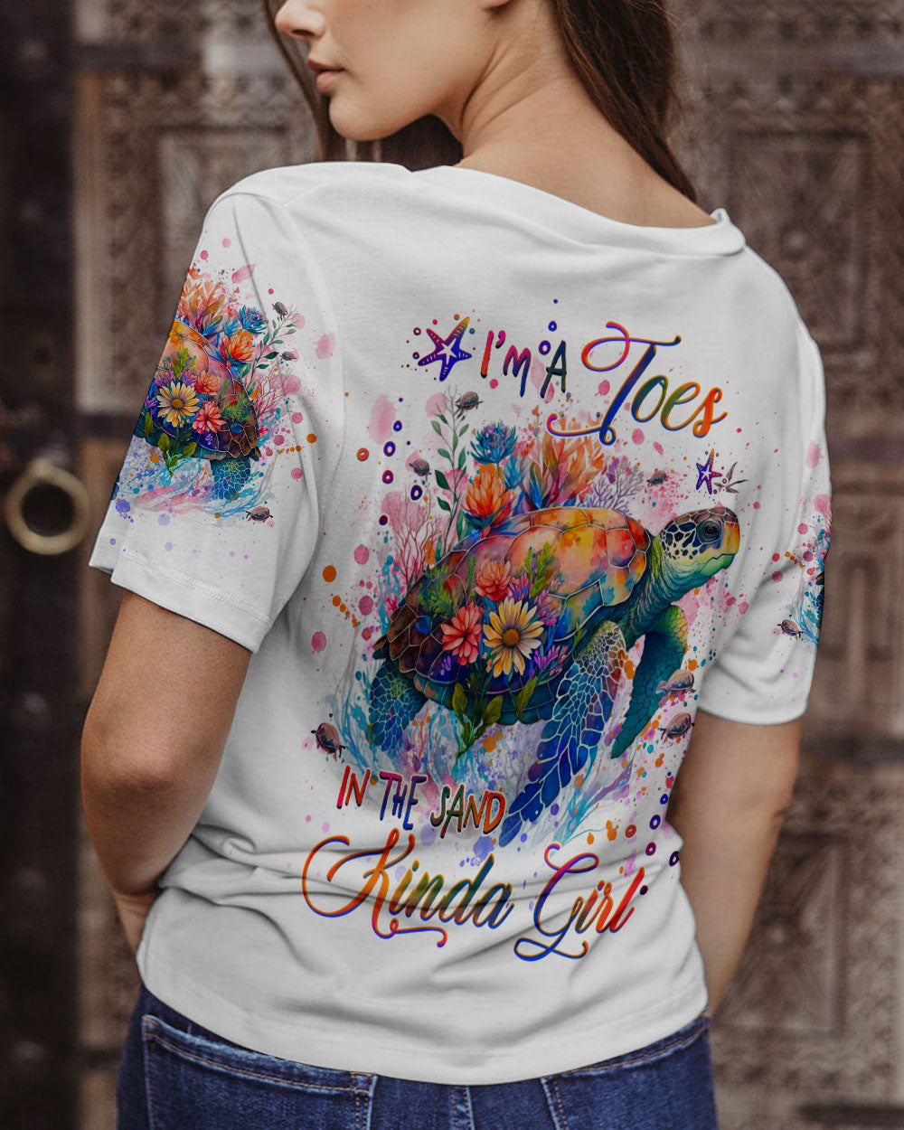 BLISSCORNERS I'M A TOES IN THE SAND KINDA GIRL TURTLE ALL OVER PRINT