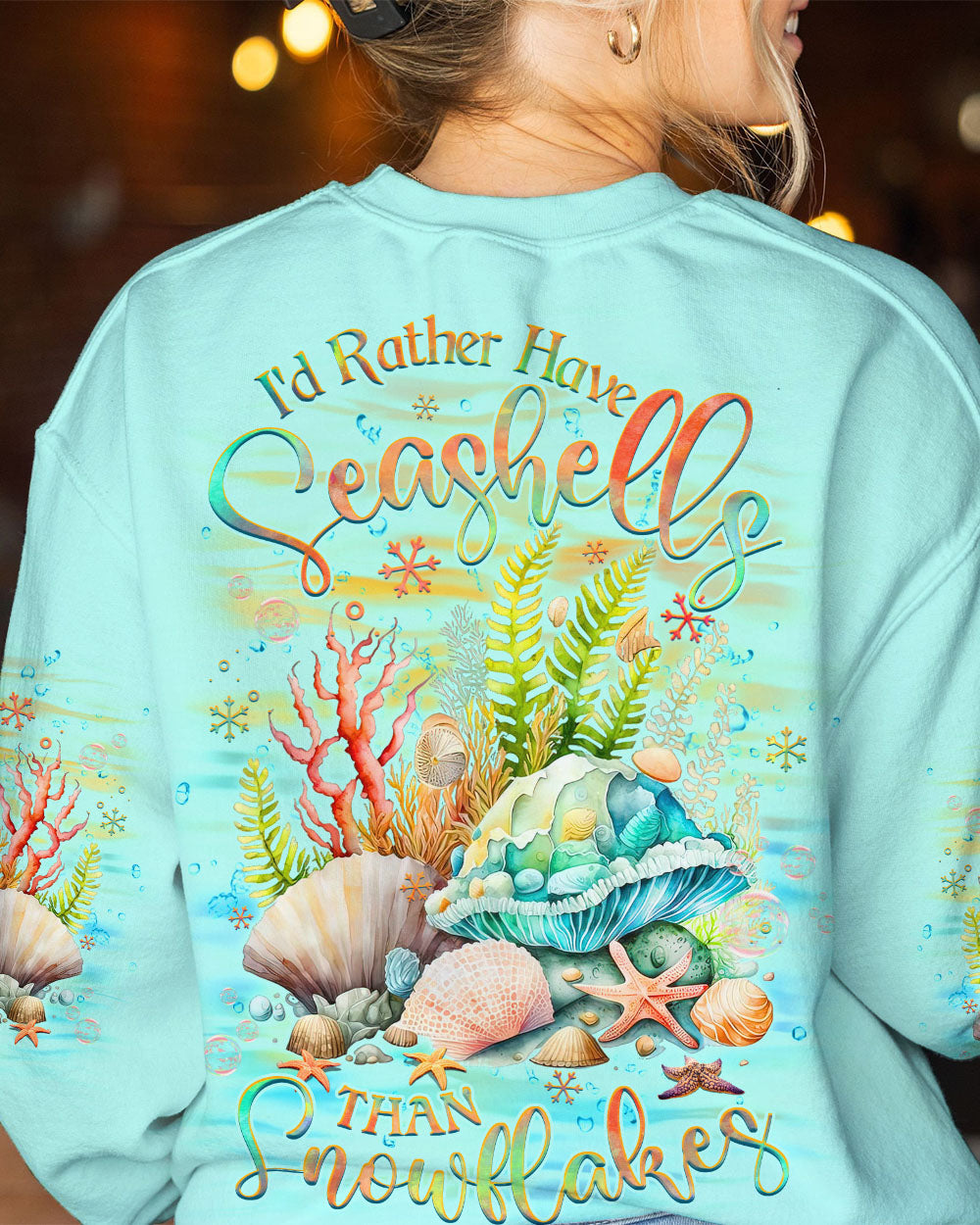 BLISSCORNERS I'D RATHER HAVE SEASHELLS ALL OVER PRINT