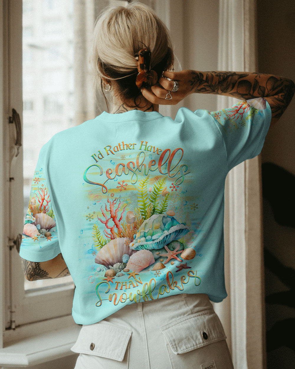 BLISSCORNERS I'D RATHER HAVE SEASHELLS ALL OVER PRINT