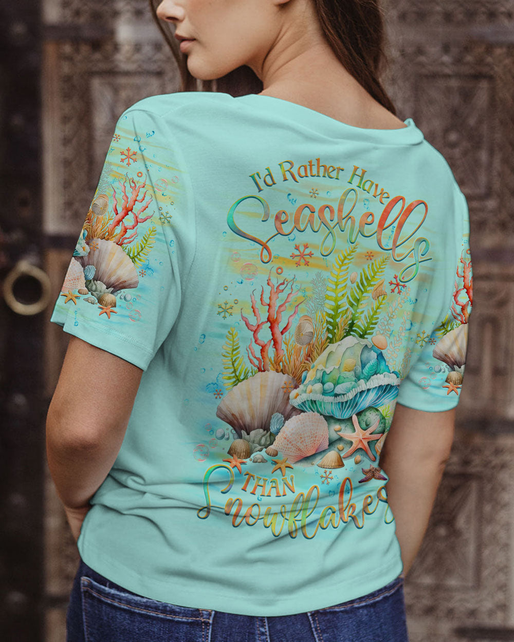 BLISSCORNERS I'D RATHER HAVE SEASHELLS ALL OVER PRINT