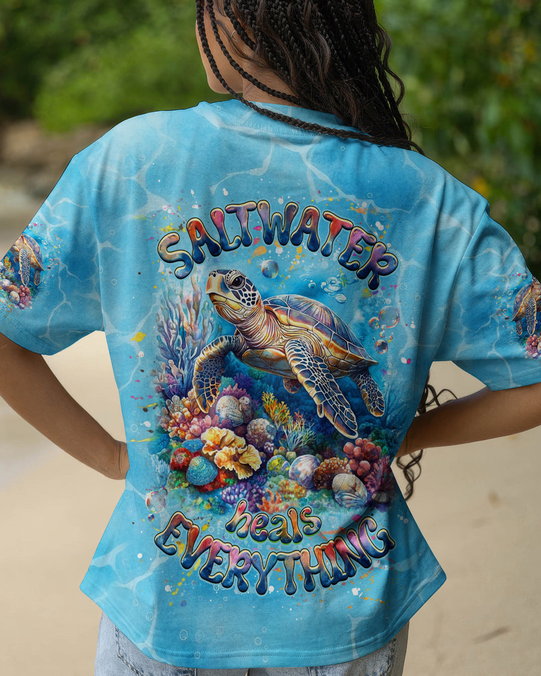 BLISSCORNERS SALTWATER HEALS EVERYTHING TURTLE ALL OVER PRINT