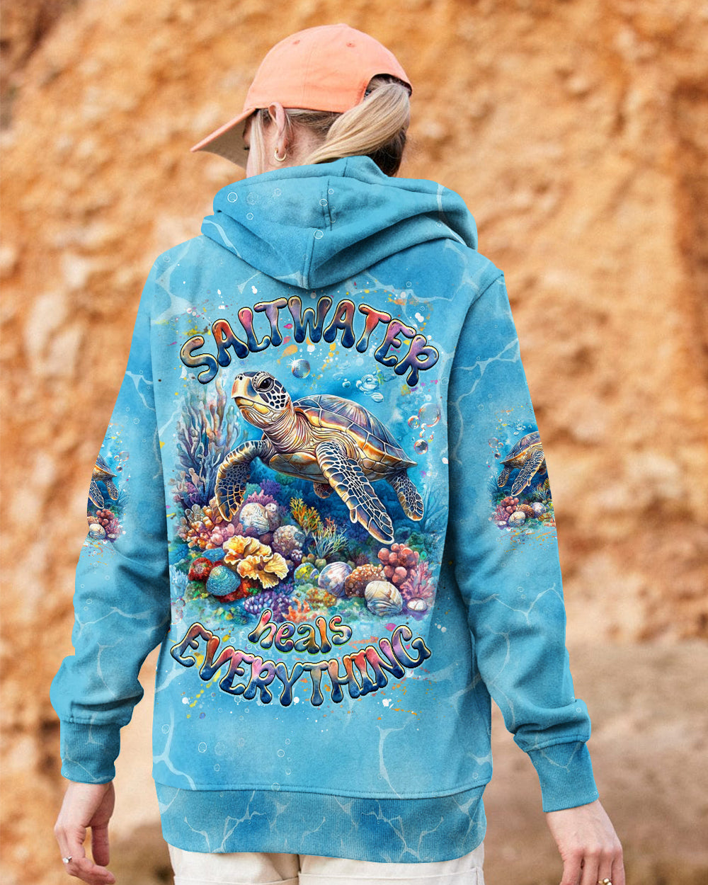 BLISSCORNERS SALTWATER HEALS EVERYTHING TURTLE ALL OVER PRINT