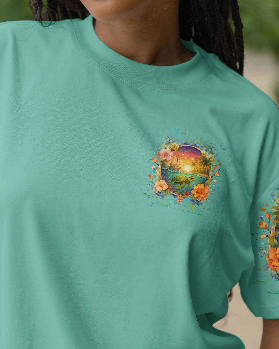 BLISSCORNERS SMELL THE SEA FEEL THE BREEZE TURTLE ALL OVER PRINT