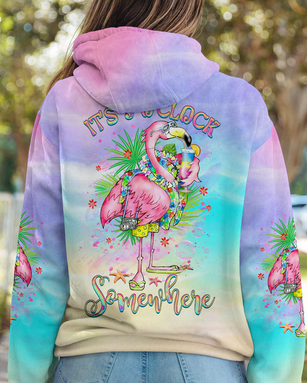 BLISSCORNERS IT'S 5 O'CLOCK SOMEWHERE FLAMINGO ALL OVER PRINT