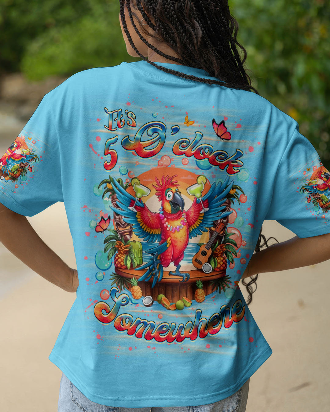 BLISSCORNERS IT'S 5 O'CLOCK SOMEWHERE PARROT ALL OVER PRINT