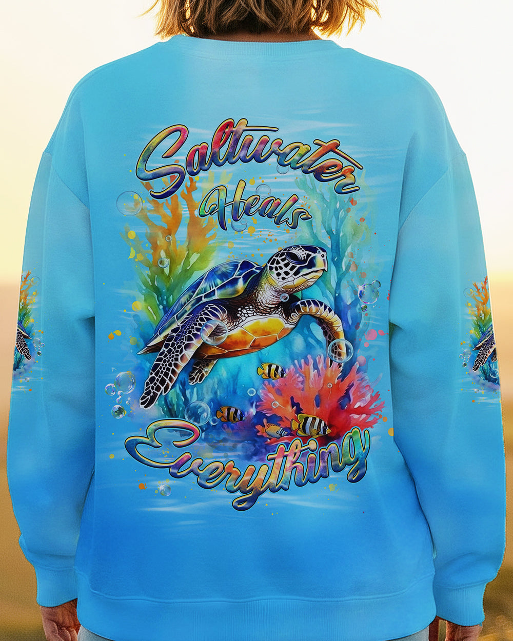 BLISSCORNERS SALTWATER HEALS EVERYTHING TURTLE ALL OVER PRINT