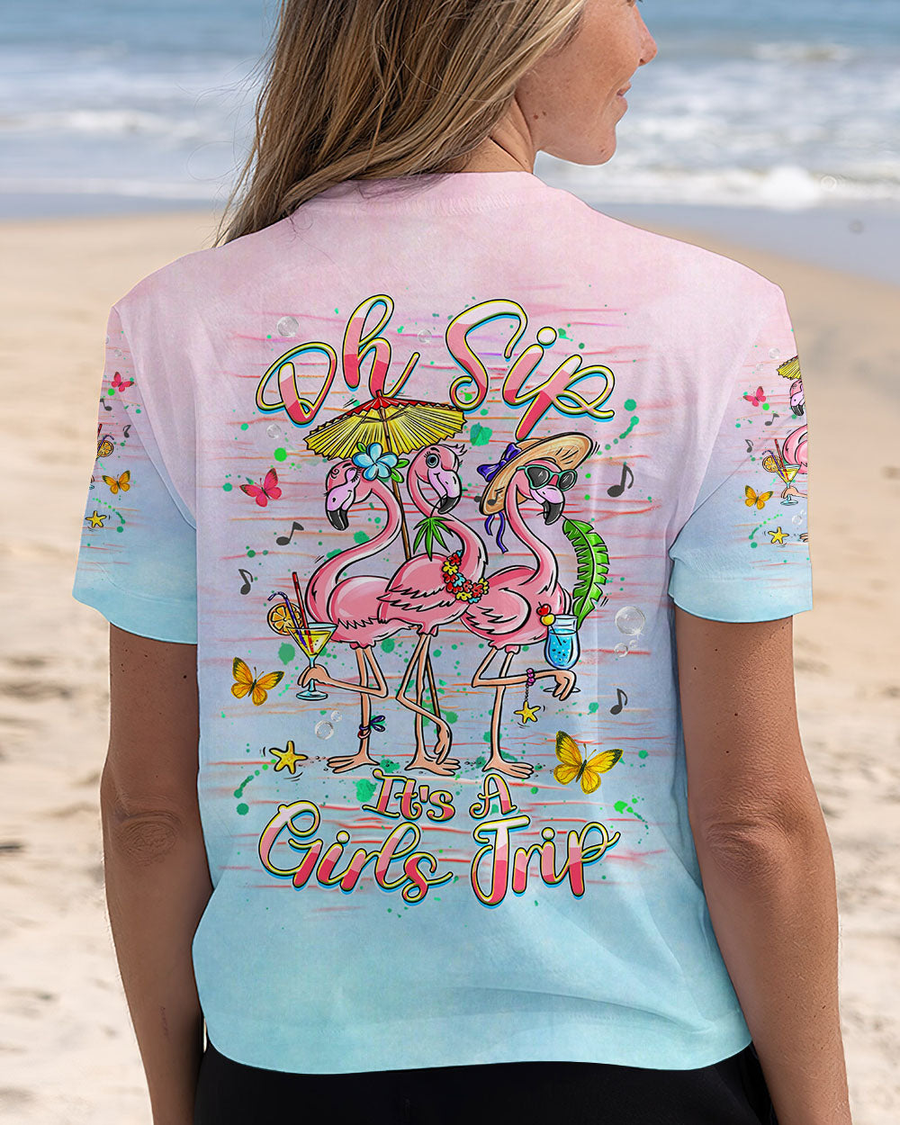 BLISSCORNERS OH SIP IT’S A GIRLS TRIP FLAMINGO ALL OVER PRINT
