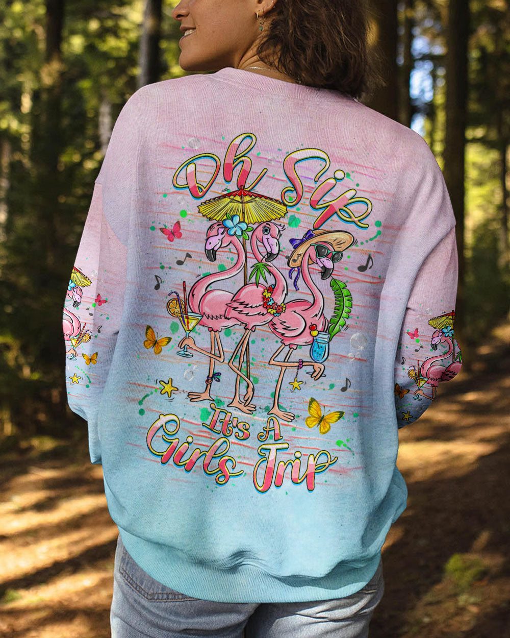 BLISSCORNERS OH SIP IT’S A GIRLS TRIP FLAMINGO ALL OVER PRINT