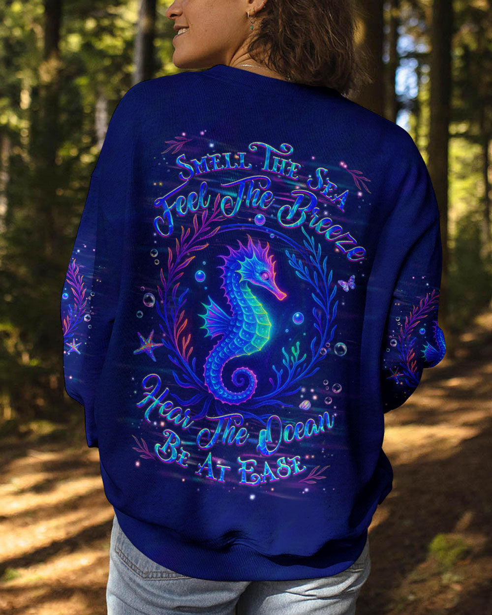 BLISSCORNERS SMELL THE SEA FEEL THE BREEZE SEAHORSE ALL OVER PRINT