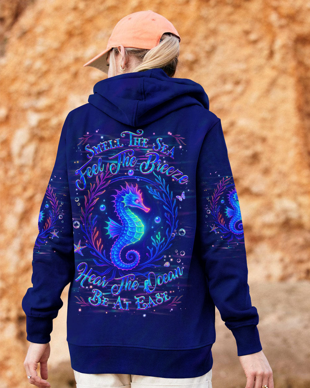 BLISSCORNERS SMELL THE SEA FEEL THE BREEZE SEAHORSE ALL OVER PRINT