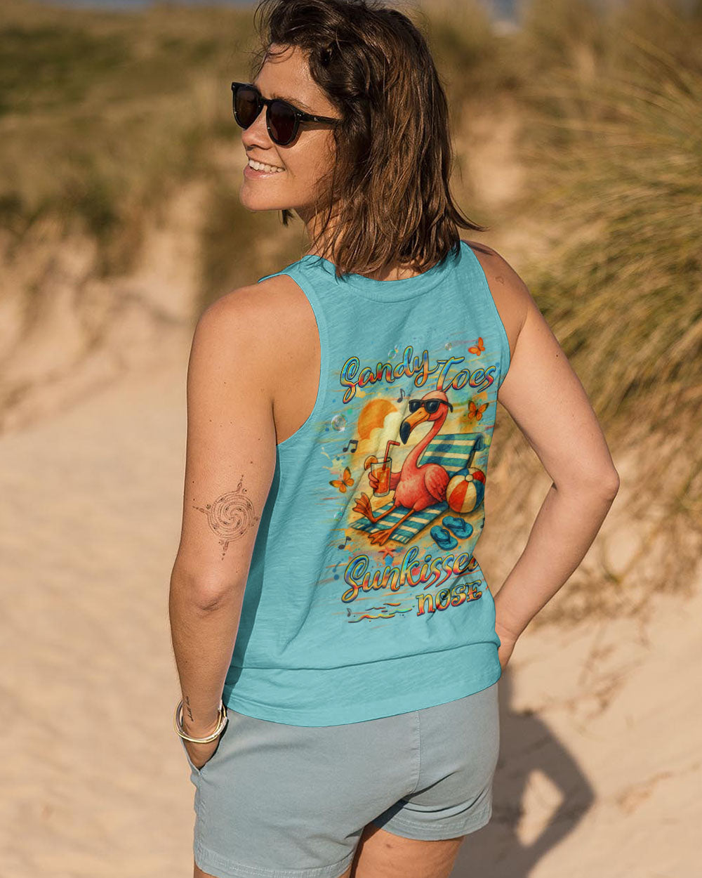 BLISSCORNERS SANDY TOES SUNKISSED NOSE FLAMINGO ALL OVER PRINT