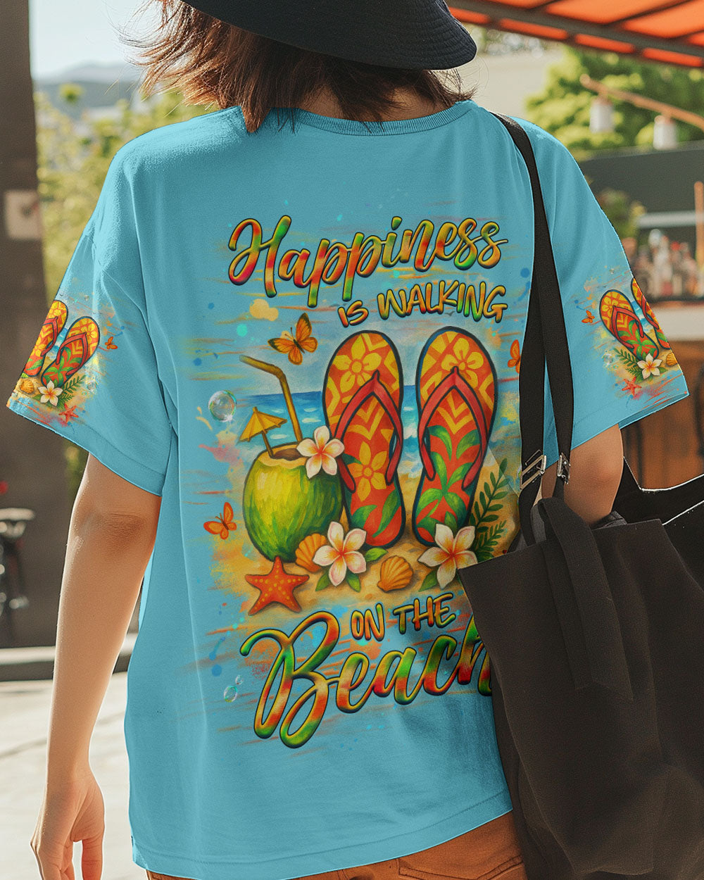 BLISSCORNERS HAPPINESS IS WALKING ON THE BEACH FLIP FLOPS ALL OVER PRINT