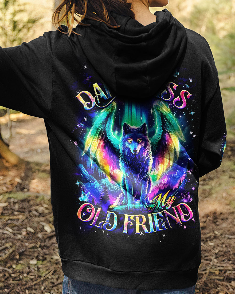 BLISSCORNERS HELLO DARKNESS MY OLD FRIEND WOLF ALL OVER PRINT