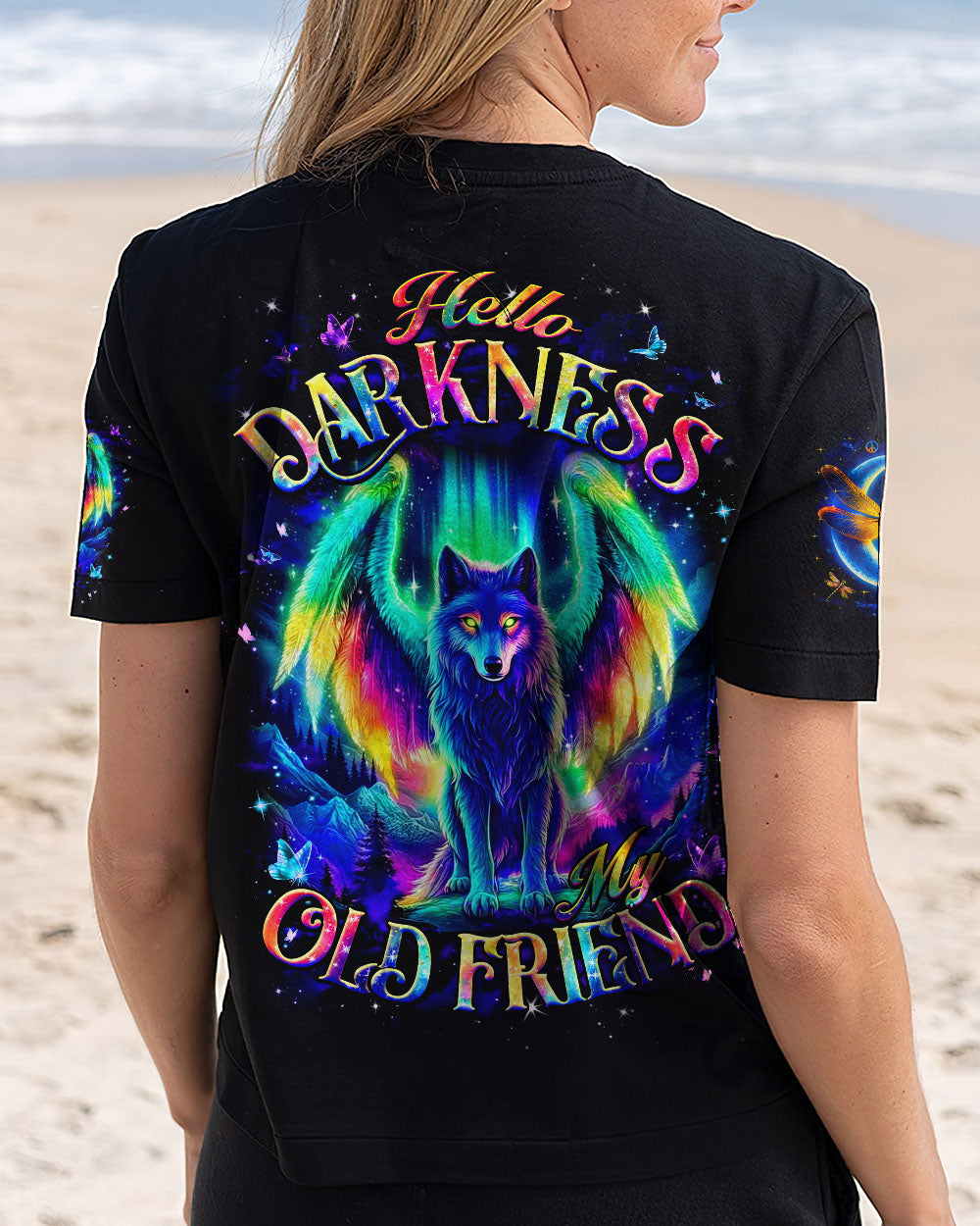 BLISSCORNERS HELLO DARKNESS MY OLD FRIEND WOLF ALL OVER PRINT