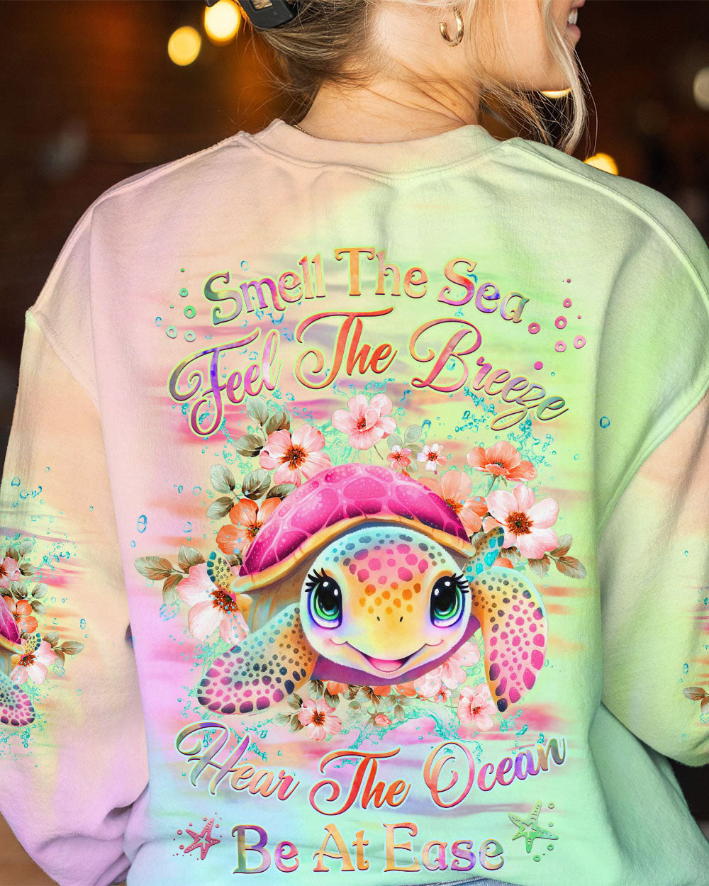 BLISSCORNERS SMELL THE SEA FEEL THE BREEZE TURTLE ALL OVER PRINT