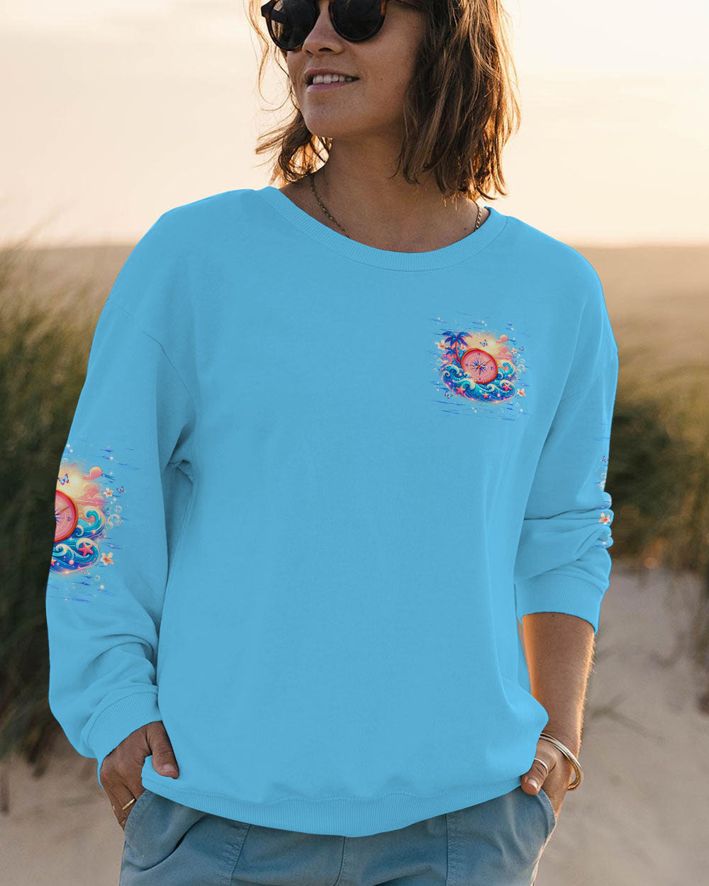 BLISSCORNERS SMELL THE SEA FEEL THE BREEZE COMPASS ALL OVER PRINT