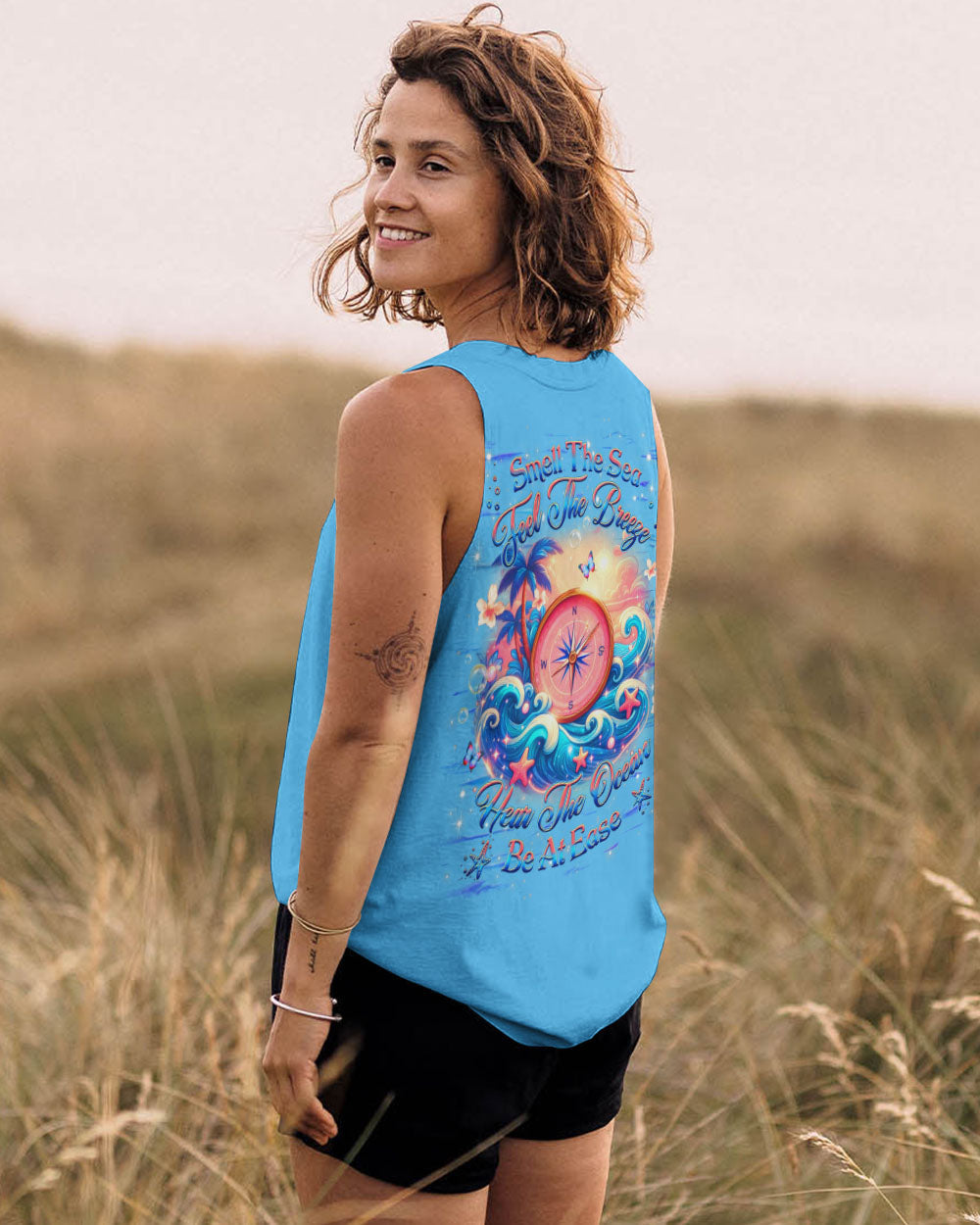 BLISSCORNERS SMELL THE SEA FEEL THE BREEZE COMPASS ALL OVER PRINT