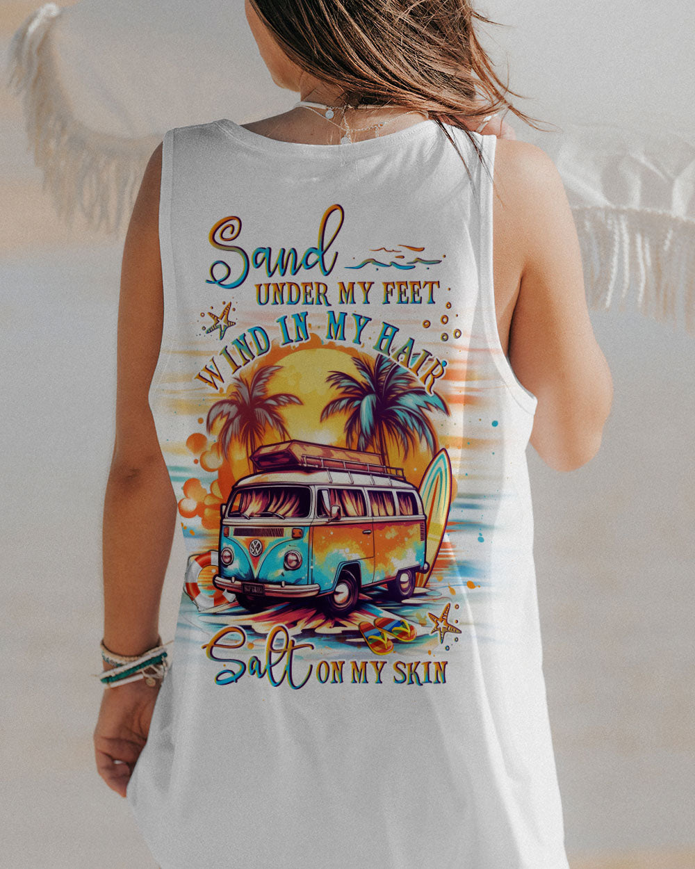 BLISSCORNERS SAND UNDER MY FEET WIND IN MY HAIR ALL OVER PRINT