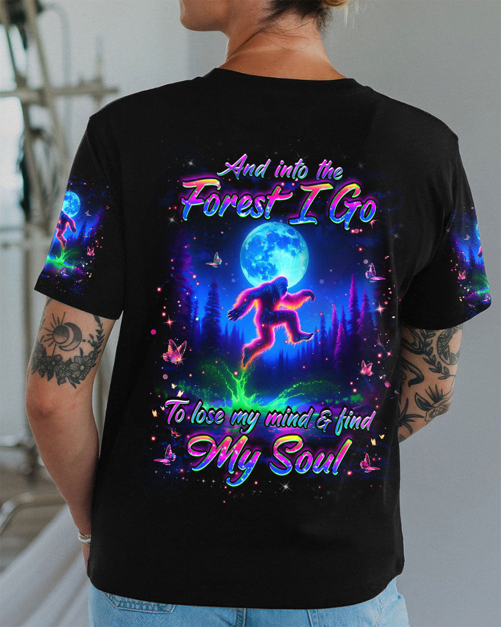 BLISSCORNERS AND INTO THE FOREST I GO BIGFOOT ALL OVER PRINT