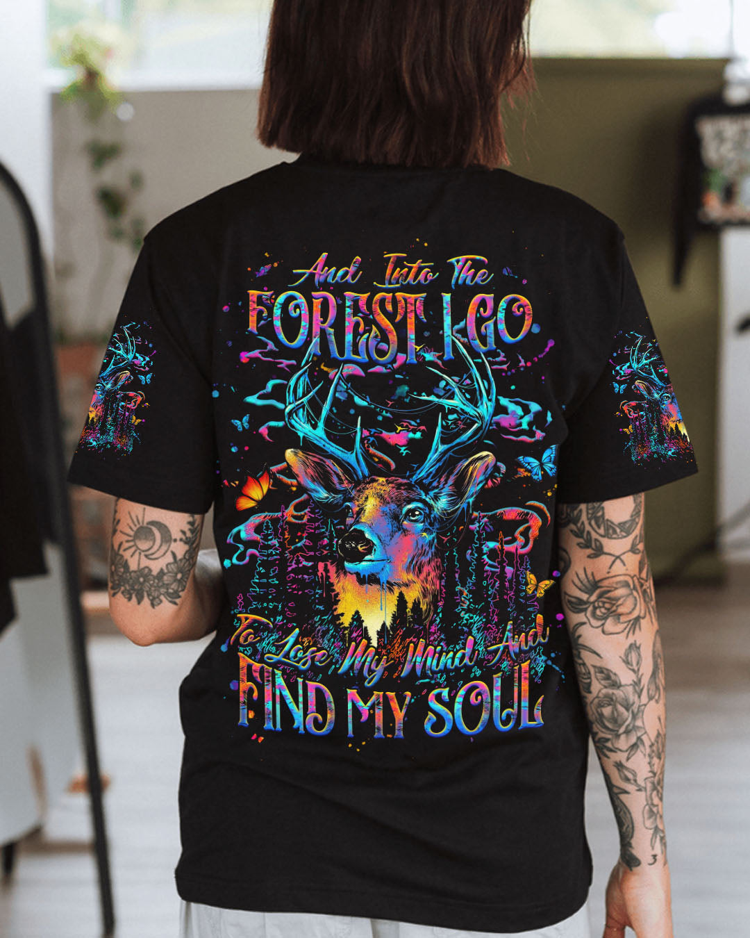 BLISSCORNERS AND INTO THE FOREST I GO DEER ALL OVER PRINT