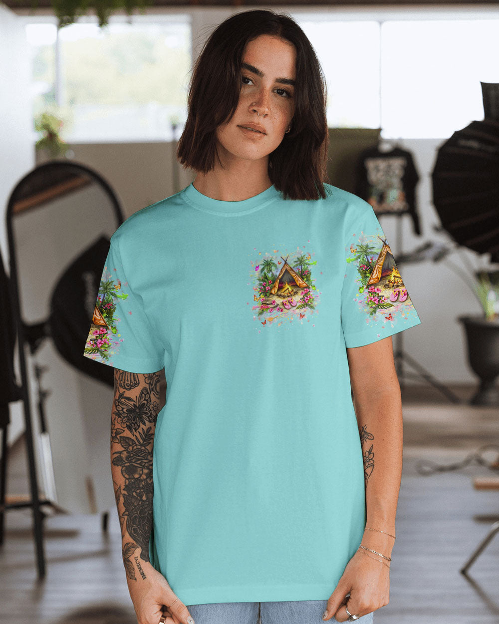 BLISSCORNERS I'M A FLIP FLOPS AND CAMPING KINDA GIRL ALL OVER PRINT