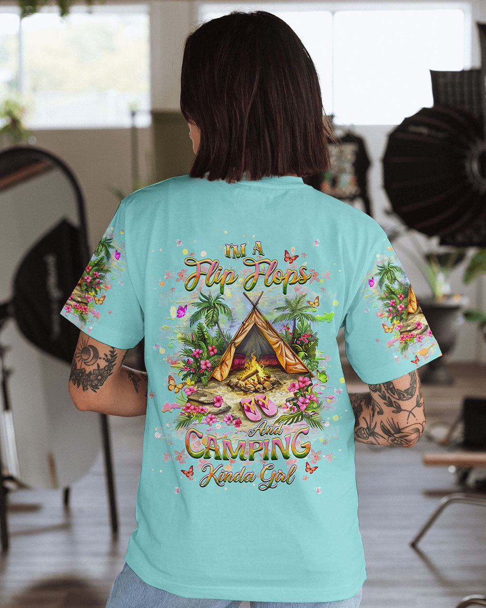 BLISSCORNERS I'M A FLIP FLOPS AND CAMPING KINDA GIRL ALL OVER PRINT