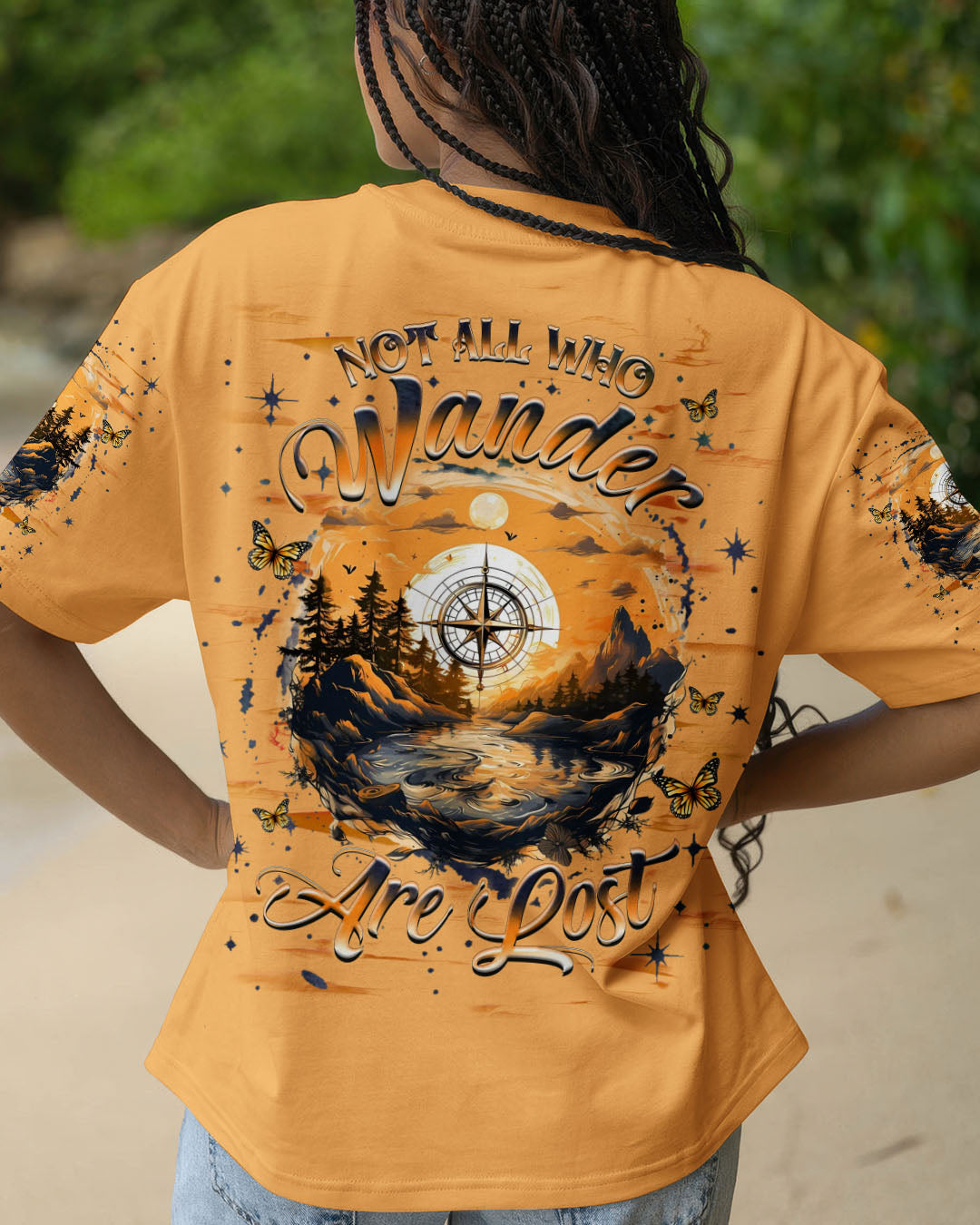 BLISSCORNERS NOT ALL WHO WANDER ARE LOST COMPASS ALL OVER PRINT