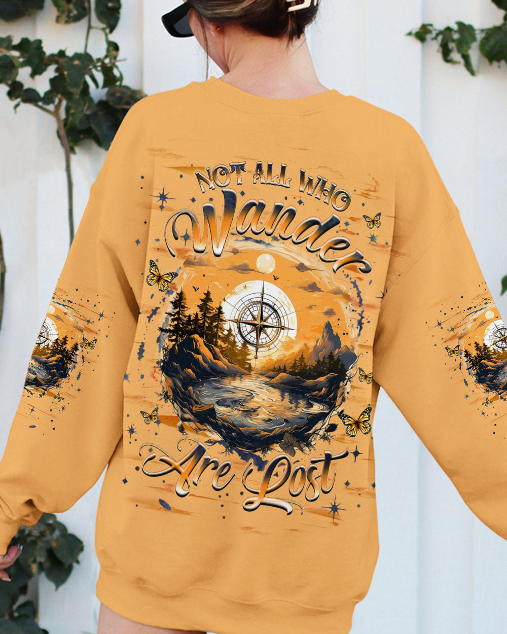 BLISSCORNERS NOT ALL WHO WANDER ARE LOST COMPASS ALL OVER PRINT