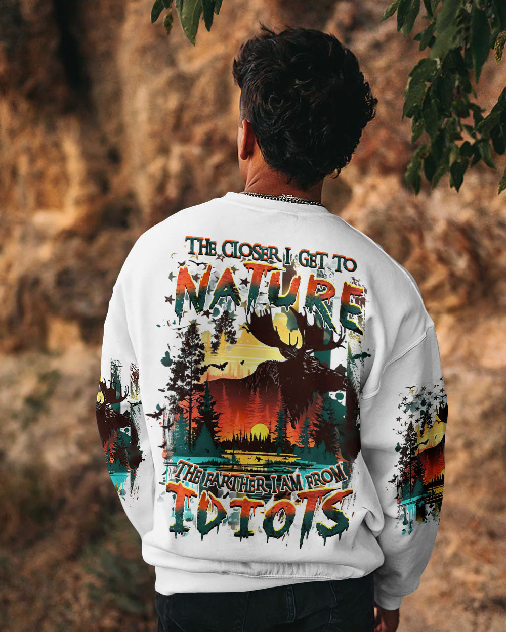 BLISSCORNERS THE CLOSER I GET TO NATURE HUNTING MOOSE ALL OVER PRINT