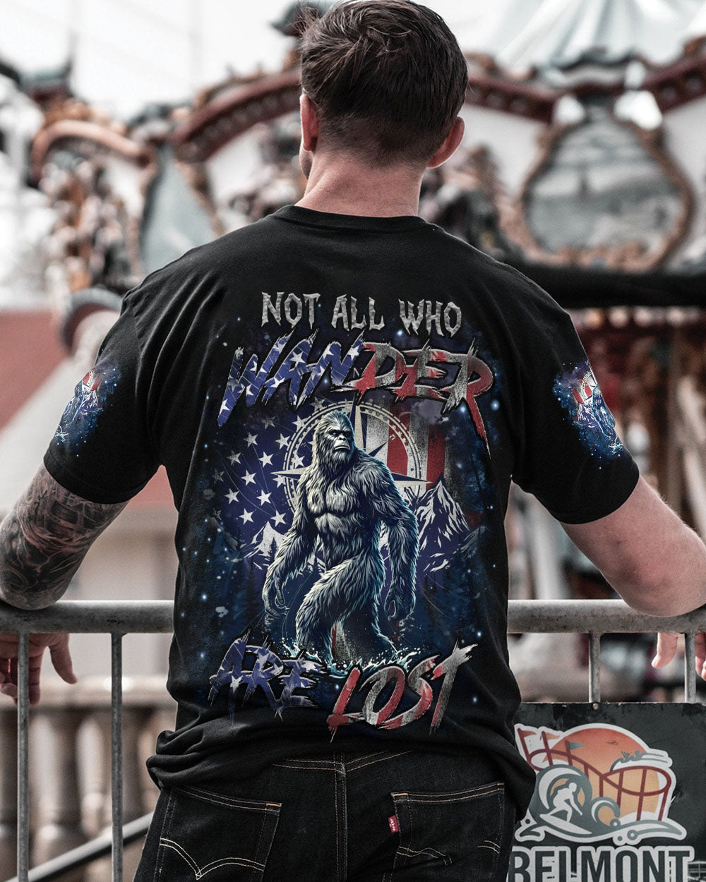 BLISSCORNERS NOT ALL WHO WANDER ARE LOST BIGFOOT ALL OVER PRINT