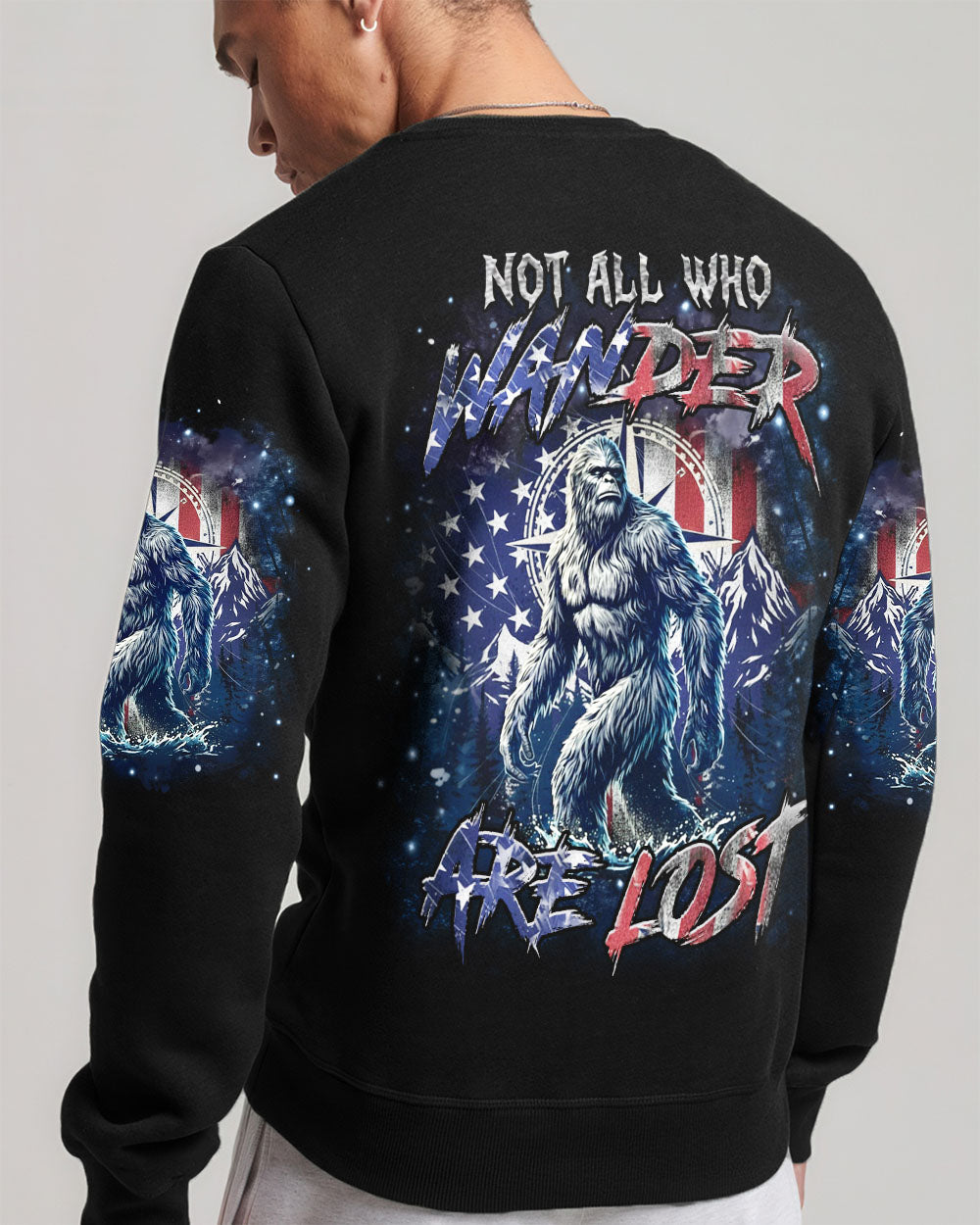 BLISSCORNERS NOT ALL WHO WANDER ARE LOST BIGFOOT ALL OVER PRINT