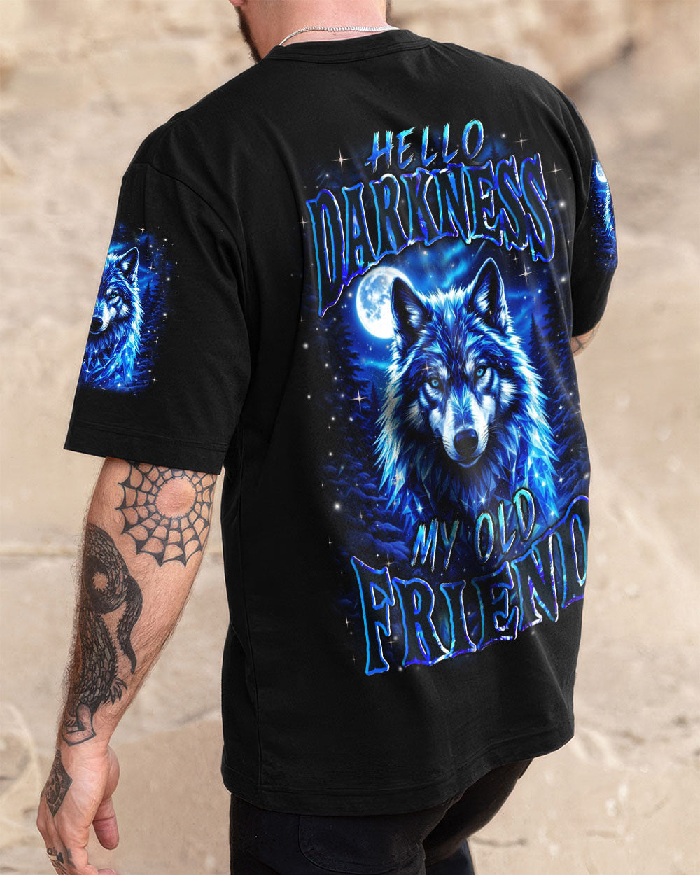 BLISSCORNERS HELLO DARKNESS MY OLD FRIEND WOLF ALL OVER PRINT